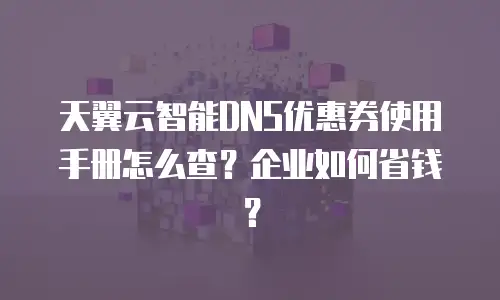 天翼云智能DNS优惠券使用手册怎么查？企业如何省钱？