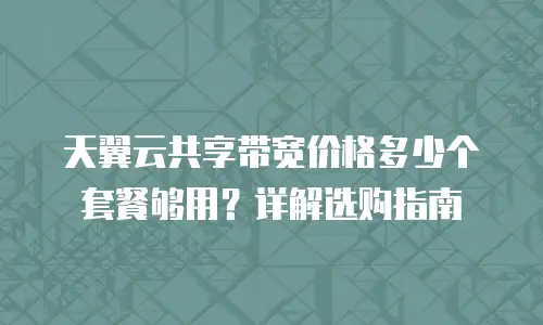 天翼云共享带宽价格多少个套餐够用？详解选购指南