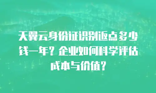 天翼云身份证识别返点多少钱一年？企业如何科学评估成本与价值？