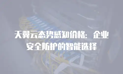 天翼云态势感知价格：企业安全防护的智能选择