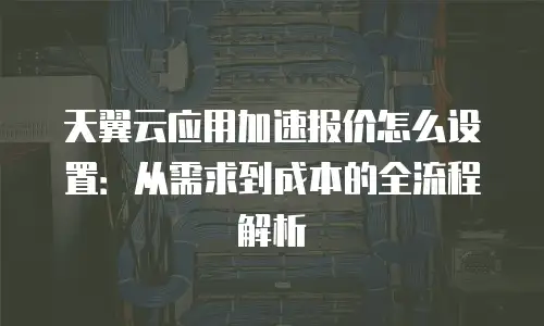 天翼云应用加速报价怎么设置：从需求到成本的全流程解析