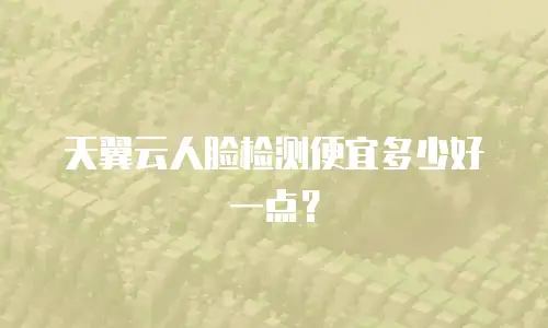 天翼云人脸检测便宜多少好一点？