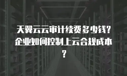 天翼云云审计续费多少钱？企业如何控制上云合规成本？