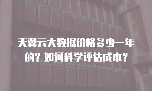 天翼云大数据价格多少一年的？如何科学评估成本？