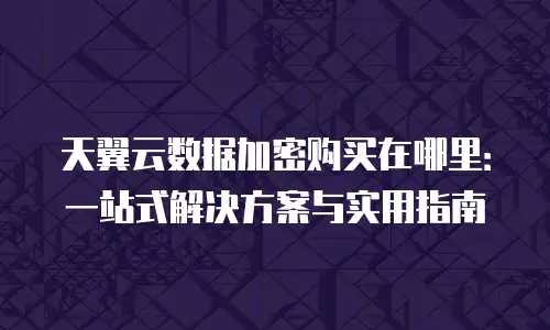 天翼云数据加密购买在哪里：一站式解决方案与实用指南