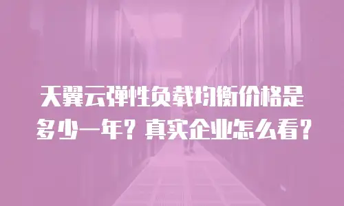 天翼云弹性负载均衡价格是多少一年？真实企业怎么看？