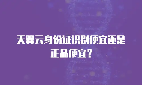 天翼云身份证识别便宜还是正品便宜？