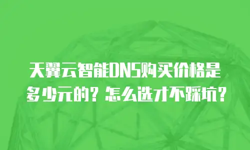 天翼云智能DNS购买价格是多少元的？怎么选才不踩坑？