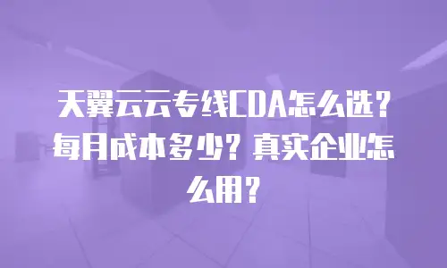 天翼云云专线CDA怎么选？每月成本多少？真实企业怎么用？