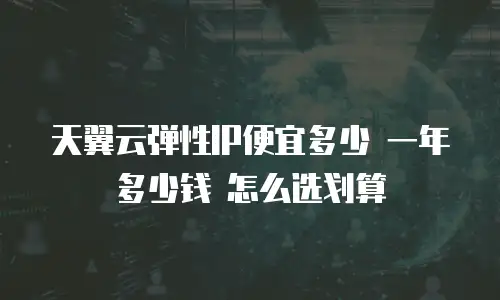 天翼云弹性IP便宜多少 一年多少钱 怎么选划算