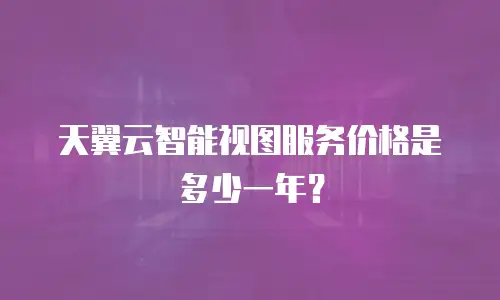 天翼云智能视图服务价格是多少一年？
