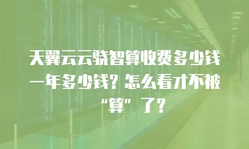 天翼云云骁智算收费多少钱一年多少钱？怎么看才不被&ldquo;算&rdquo;了？