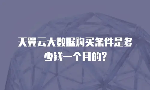 天翼云大数据购买条件是多少钱一个月的？