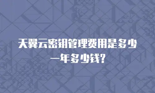 天翼云密钥管理费用是多少一年多少钱？