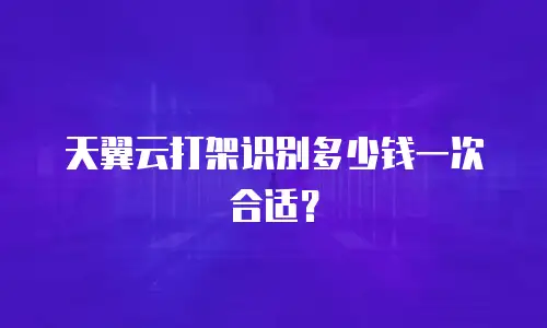 天翼云打架识别多少钱一次合适？