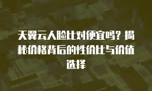 天翼云人脸比对便宜吗？揭秘价格背后的性价比与价值选择