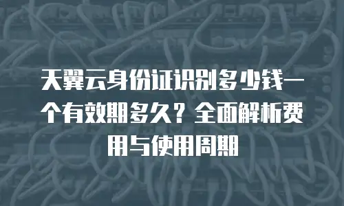天翼云身份证识别多少钱一个有效期多久？全面解析费用与使用周期