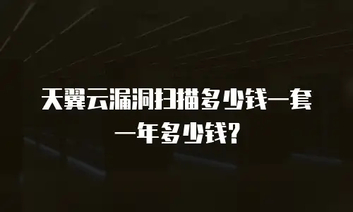 天翼云漏洞扫描多少钱一套一年多少钱？
