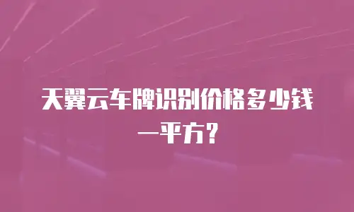 天翼云车牌识别价格多少钱一平方？
