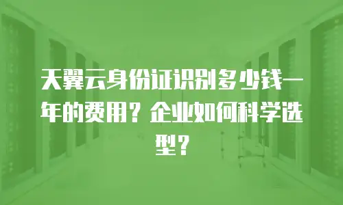 天翼云身份证识别多少钱一年的费用？企业如何科学选型？