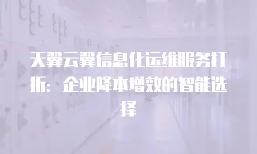 天翼云翼信息化运维服务打折：企业降本增效的智能选择