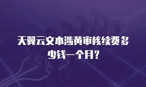 天翼云文本涉黄审核续费多少钱一个月？