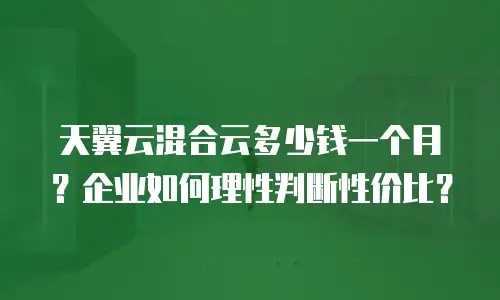 天翼云混合云多少钱一个月？企业如何理性判断性价比？
