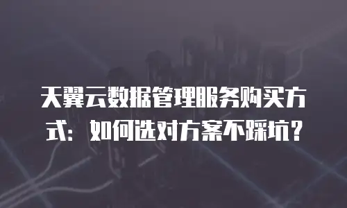 天翼云数据管理服务购买方式：如何选对方案不踩坑？