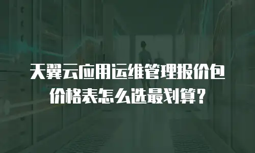 天翼云应用运维管理报价包价格表怎么选最划算？