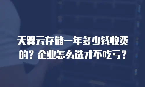天翼云存储一年多少钱收费的？企业怎么选才不吃亏？
