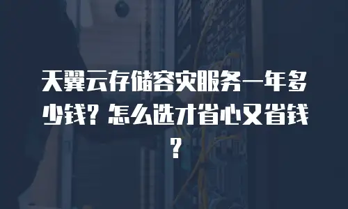 天翼云存储容灾服务一年多少钱？怎么选才省心又省钱？