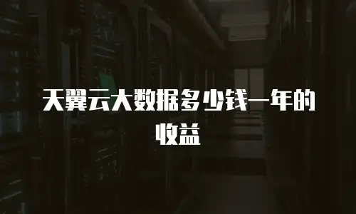 天翼云大数据多少钱一年的收益