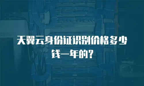 天翼云身份证识别价格多少钱一年的？