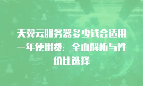 天翼云服务器多少钱合适用一年使用费：全面解析与性价比选择