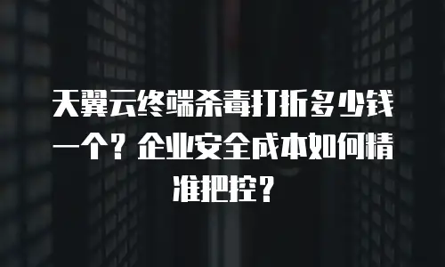 天翼云终端杀毒打折多少钱一个？企业安全成本如何精准把控？