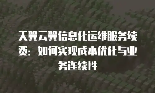 天翼云翼信息化运维服务续费：如何实现成本优化与业务连续性