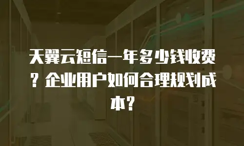 天翼云短信一年多少钱收费？企业用户如何合理规划成本？