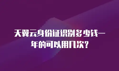 天翼云身份证识别多少钱一年的可以用几次？