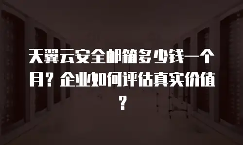 天翼云安全邮箱多少钱一个月？企业如何评估真实价值？