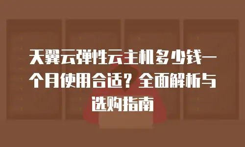 天翼云弹性云主机多少钱一个月使用合适？全面解析与选购指南