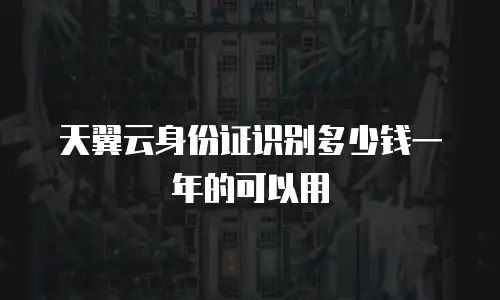 天翼云身份证识别多少钱一年的可以用
