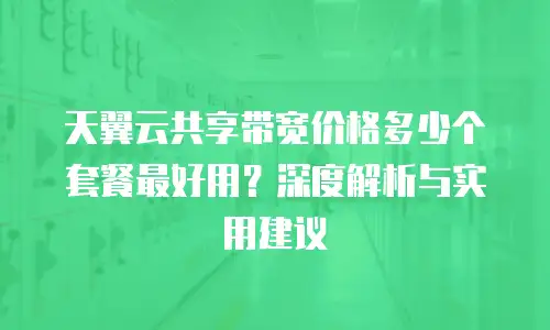 天翼云共享带宽价格多少个套餐最好用？深度解析与实用建议
