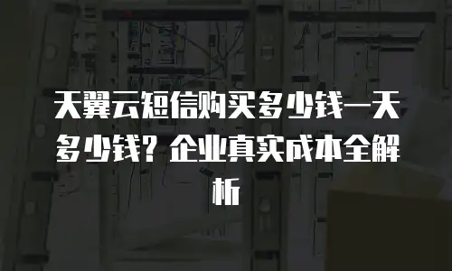 天翼云短信购买多少钱一天多少钱？企业真实成本全解析