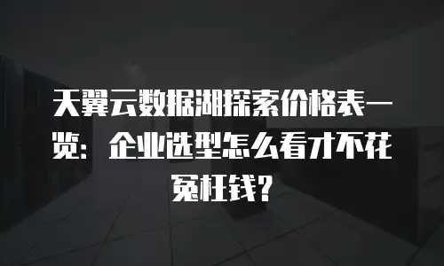 天翼云数据湖探索价格表一览：企业选型怎么看才不花冤枉钱？