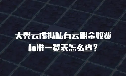 天翼云虚拟私有云佣金收费标准一览表怎么查？