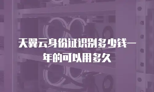 天翼云身份证识别多少钱一年的可以用多久