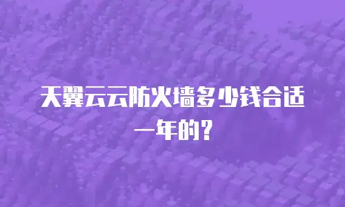 天翼云云防火墙多少钱合适一年的？