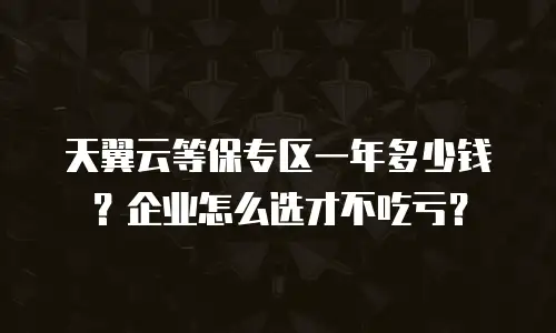 天翼云等保专区一年多少钱？企业怎么选才不吃亏？