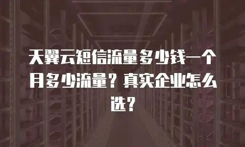 天翼云短信流量多少钱一个月多少流量？真实企业怎么选？
