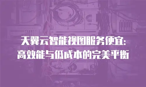 天翼云智能视图服务便宜：高效能与低成本的完美平衡